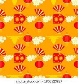 Chinese New Years icon seamless pattern for backgrounds, templates, banners and other purposes