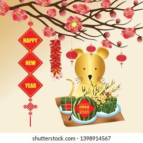 Chinese new year's Rat decoration for blossom spring festival