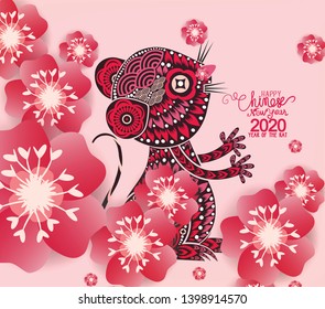 Chinese new year's Rat decoration for blossom spring festival