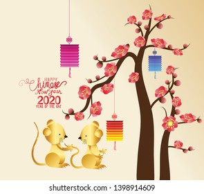 Chinese new year's Rat decoration for blossom spring festival
