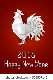 Chinese New Year's rooster, origami paper's rooster. EPS 10 contains transparency.
