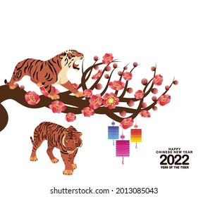 Chinese new year's Tiger decoration for Spring festival. Happy chinese new year 2022, year of the Tiger