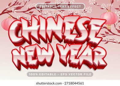 chinese newyear 3d text effect and editable text effect with lanterns and Chinese ornaments background