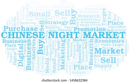 Chinese Night Market word cloud. Vector made with text only