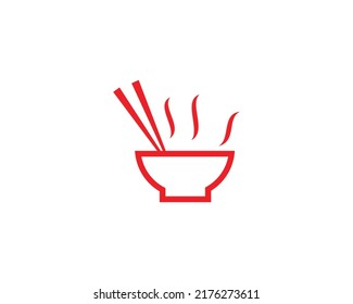 Chinese noodle bowl logo design icon template. Japanese ramen vector illustration