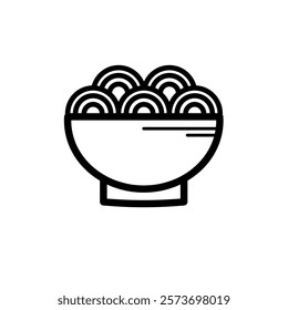 chinese noodle dish in bowl - vector icon
