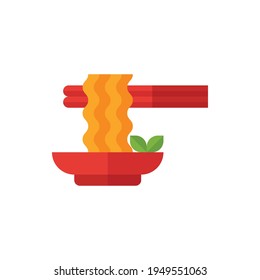 Chinese Noodle Flat Icon Logo Illustration Vector Isolated. Chinese Food and Restaurant Icon-Set. Suitable for Web Design, Logo, App, and Upscale Your Business.