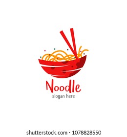 Chinese noodle logo design icon template. Japanese ramen vector illustration