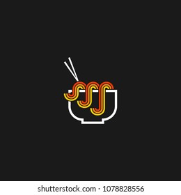 Chinese noodle logo design icon template. Japanese ramen vector illustration