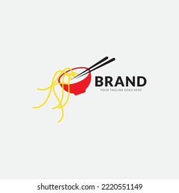 Chinese noodle logo design icon template. Japanese ramen vector illustration.