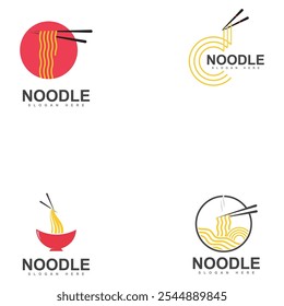 chinese noodle logo design icon template. japanese ramen vector illustration