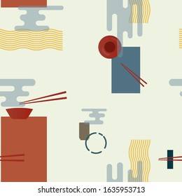 Chinese noodle seamless pattern in minimal style for decorate, background, greeting card, poster