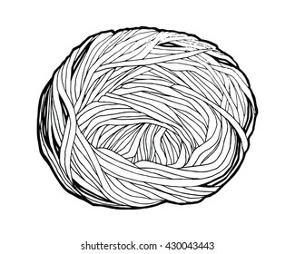 Chinese Noodles, Asian food icon . Vector icon.noodles portion icon thin line . Vector white contour icon on on chalkboard background.
