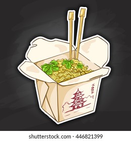 chinese noodles box color picture sticker