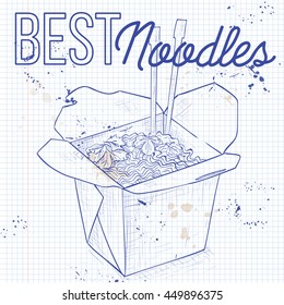 Chinese noodles box on a notebook page