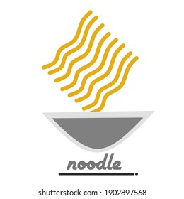 Chinese noodles at chopsticks. Fast-food meal, red background. EPS10 vector illustration