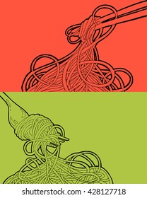 Chinese Noodles and fork, Asian food icon . Vector icon.Chinese Noodles, Asian food icon . Vector icon.Bowl of noodles with a pair of chopsticks icon thin line .