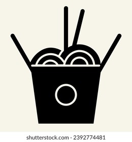 Chinese noodles solid icon. Noodle in box vector illustration isolated on white. Asian food glyph style design, designed for web and app. Eps 10