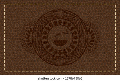 chinese noodles soup icon inside brown leather emblem. Wallet handsome background. Intense illustration. 