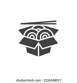 Icono vectorial de fideos chinos. signo plano relleno para concepto móvil y diseño web. Icono de glifo de la caja de trabajo de fideos. Símbolo, ilustración del logotipo. Gráficos vectoriales