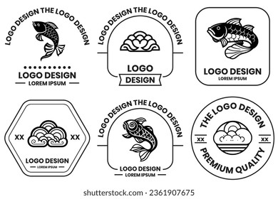 Chinese objects logo in flat line art style isolated on background