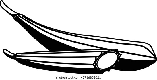 Chinese Okra vegetable mono shadow illustration