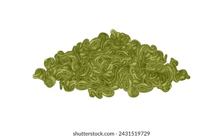 Chinese oolong tea isolated on white background. Vector cartoon illustration of green tea heap.