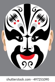 Chinese opera mask on grey background