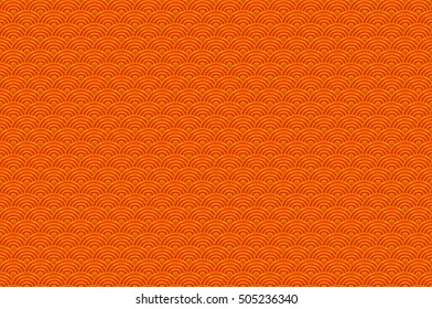 Chinese orange seamless pattern dragon fish scales simple Nature background with japanese wave circle vector korean art