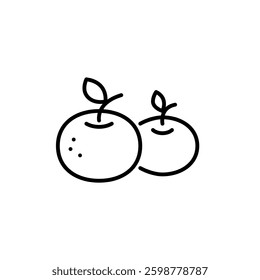 Chinese oranges. Groceries shopping, farmer market fresh green products. Pixel perfect, editable stroke vector icon