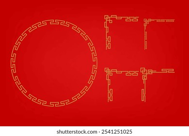 Chinese Oriental Border Frame Ornament  For Lunar Festival Decoration
