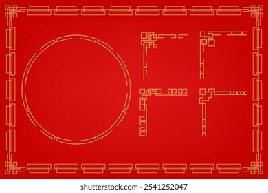 Chinese Oriental Border Frame Ornament  For Lunar Festival Decoration
