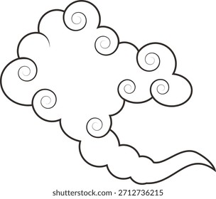Chinesisches Orientalisches Wolkenelement im flachen Design. Vektorgrafik.