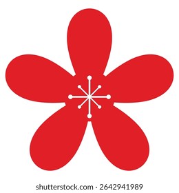 Chinese oriental flower decoration. Oriental flower for lunar new year, chinese decorative element. Vector isolated.	