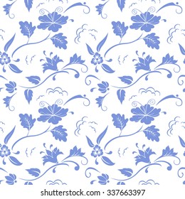Chinese ornam of blue flowers