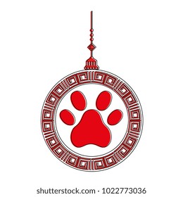 Chinese ornament hung with footprint