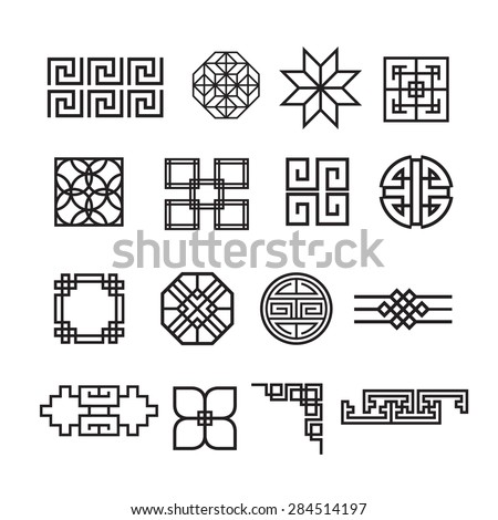 chinese ornament iconvector set