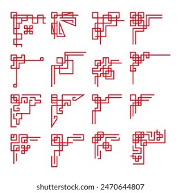 Chinese ornament, red geometric, linear ornament for Chinese New Year