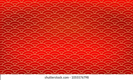 Chinese Ornament Vector. Abstract Chinese Red Golden Clouds. Illustration