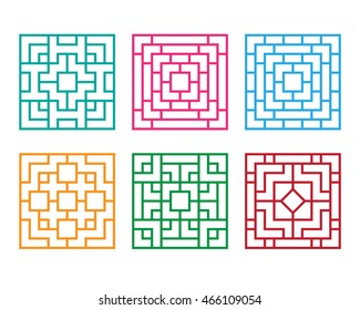 Chinese ornament for window and floor, vector