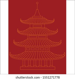 Chinese Pagoda building.Culture symbol of China. Flat vector illustration.