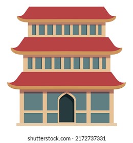 Chinese pagoda icon cartoon vector. Asian house. City temple