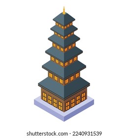 Chinese pagoda icon isometric vector. Asian building. City temple