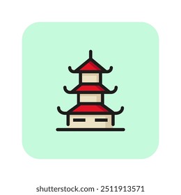 Chinese pagoda line icon. Traditional building, temple, house. Landmarks concept. Can be used for topics like Chine, sight, travel, sights