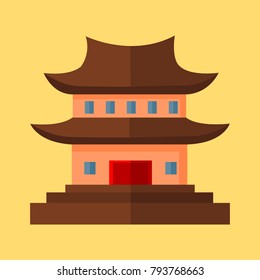 Chinese Pagoda Temple Vector Illustration Graphic