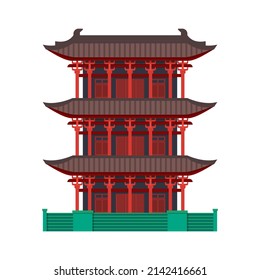 Chinese pagoda or tower, vector icon or clipart.