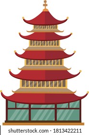 Chinese Pagodas Flat Vector Illustration