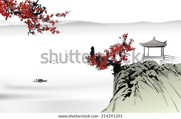 Chinese Painting Stok Vektör (Telifsiz) 214291201