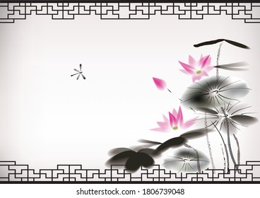 Chinese painting of lotus flowers