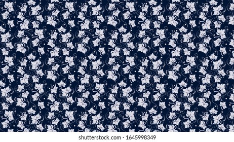 Chinesische Malerei, nahtlose Muster, Hintergrund, Farbverlauf, Ahornblatt, Gemüse, Blumen, Stoff, Marineblau, kosmetischer Glamour